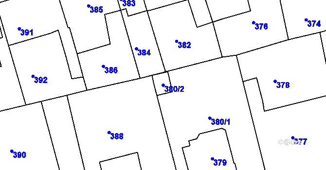 Parcela st. 380/2 v KÚ Velké Opatovice, Katastrální mapa