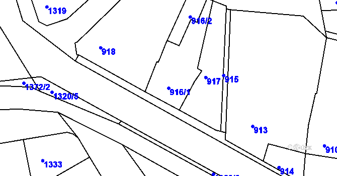 Parcela st. 916/1 v KÚ Velké Opatovice, Katastrální mapa