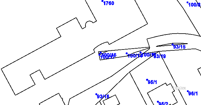 Parcela st. 100/16 v KÚ Velké Opatovice, Katastrální mapa