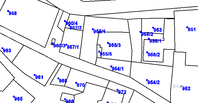 Parcela st. 955/5 v KÚ Velké Opatovice, Katastrální mapa