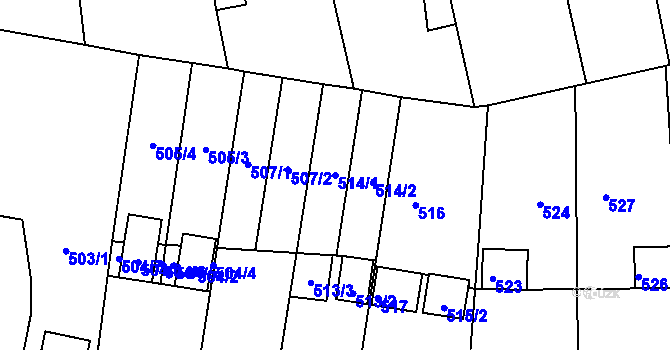 Parcela st. 514/1 v KÚ Velké Opatovice, Katastrální mapa
