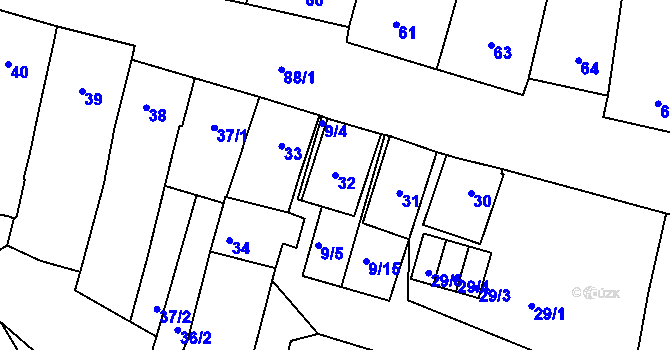 Parcela st. 32 v KÚ Velké Pavlovice, Katastrální mapa