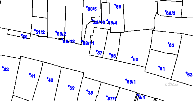 Parcela st. 57 v KÚ Velké Pavlovice, Katastrální mapa