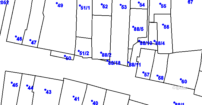 Parcela st. 88/2 v KÚ Velké Pavlovice, Katastrální mapa