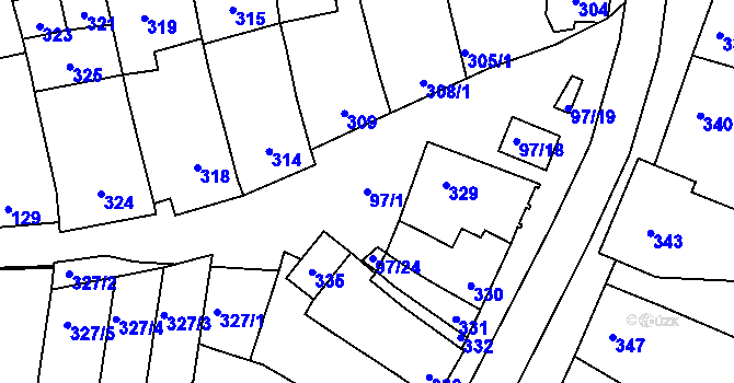 Parcela st. 97/1 v KÚ Velké Pavlovice, Katastrální mapa