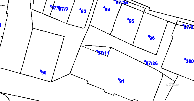 Parcela st. 97/11 v KÚ Velké Pavlovice, Katastrální mapa