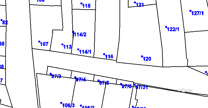 Parcela st. 116 v KÚ Velké Pavlovice, Katastrální mapa