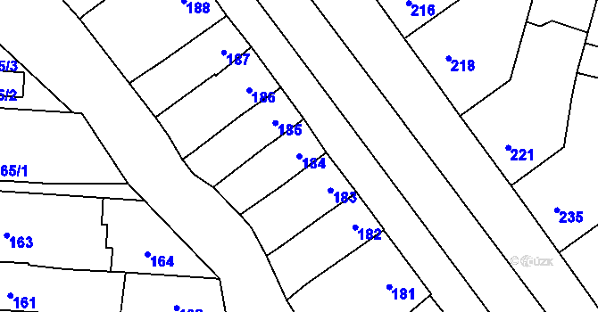 Parcela st. 184 v KÚ Velké Pavlovice, Katastrální mapa