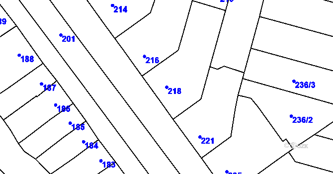Parcela st. 218 v KÚ Velké Pavlovice, Katastrální mapa