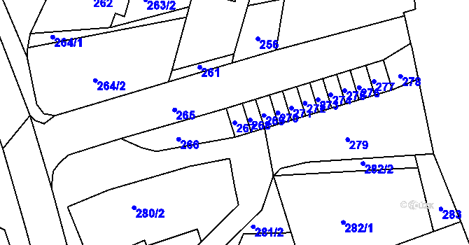 Parcela st. 267 v KÚ Velké Pavlovice, Katastrální mapa