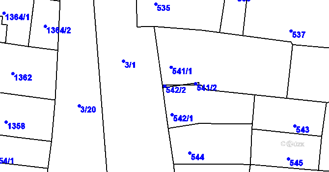 Parcela st. 542/2 v KÚ Velké Pavlovice, Katastrální mapa