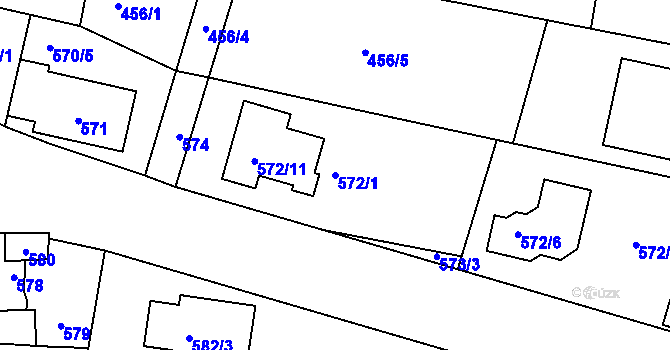 Parcela st. 572/1 v KÚ Velké Pavlovice, Katastrální mapa