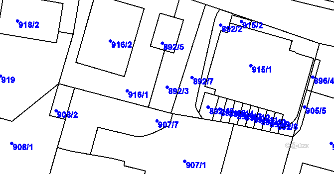 Parcela st. 892/3 v KÚ Velké Pavlovice, Katastrální mapa
