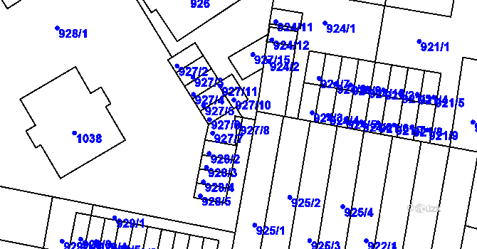 Parcela st. 927/8 v KÚ Velké Pavlovice, Katastrální mapa