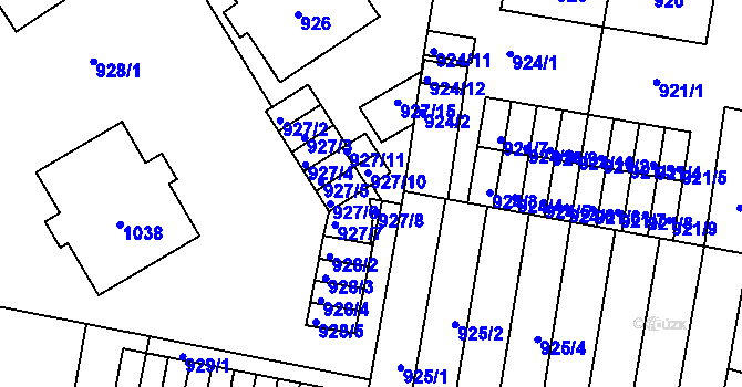 Parcela st. 927/9 v KÚ Velké Pavlovice, Katastrální mapa