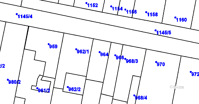 Parcela st. 964 v KÚ Velké Pavlovice, Katastrální mapa