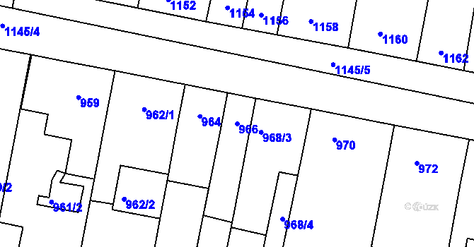 Parcela st. 966 v KÚ Velké Pavlovice, Katastrální mapa