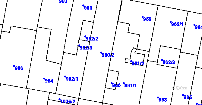 Parcela st. 980/2 v KÚ Velké Pavlovice, Katastrální mapa