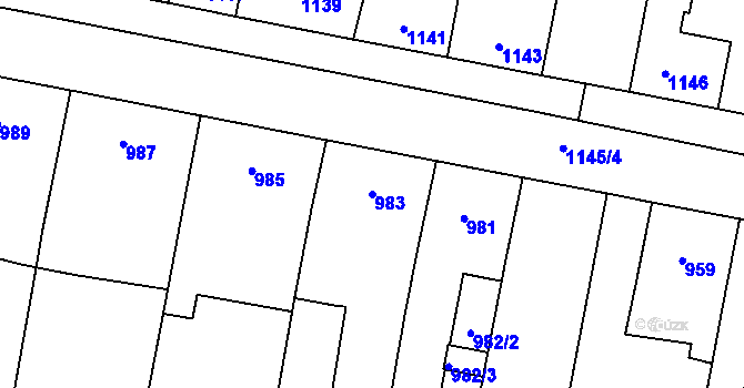 Parcela st. 983 v KÚ Velké Pavlovice, Katastrální mapa
