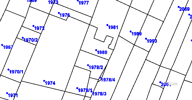 Parcela st. 1980 v KÚ Velké Pavlovice, Katastrální mapa