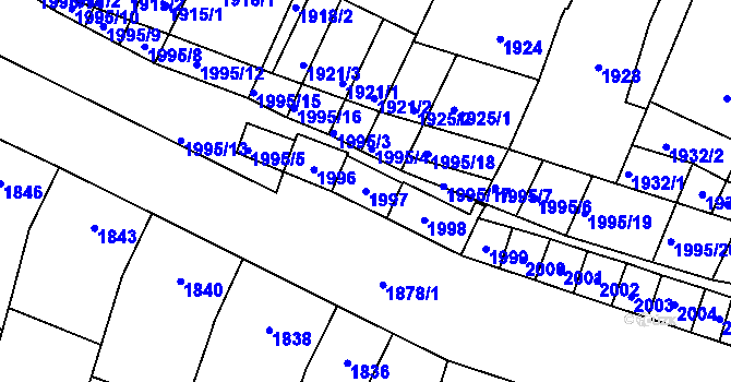Parcela st. 1997 v KÚ Velké Pavlovice, Katastrální mapa