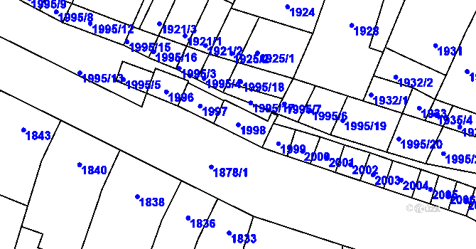 Parcela st. 1998 v KÚ Velké Pavlovice, Katastrální mapa