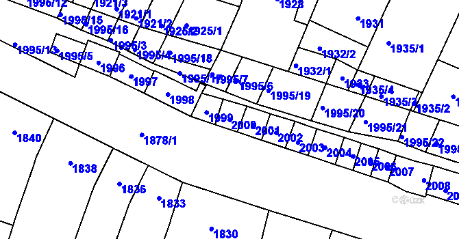 Parcela st. 2000 v KÚ Velké Pavlovice, Katastrální mapa