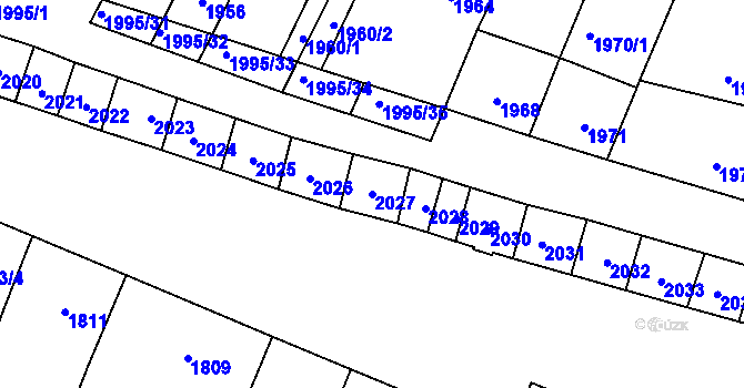 Parcela st. 2027 v KÚ Velké Pavlovice, Katastrální mapa