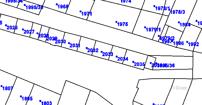 Parcela st. 2033 v KÚ Velké Pavlovice, Katastrální mapa
