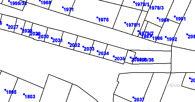 Parcela st. 2034 v KÚ Velké Pavlovice, Katastrální mapa