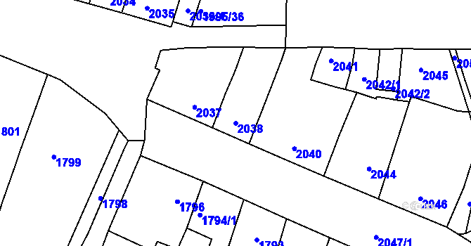 Parcela st. 2038 v KÚ Velké Pavlovice, Katastrální mapa