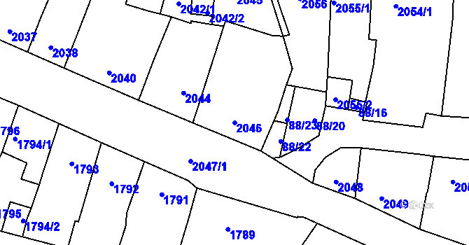 Parcela st. 2046 v KÚ Velké Pavlovice, Katastrální mapa