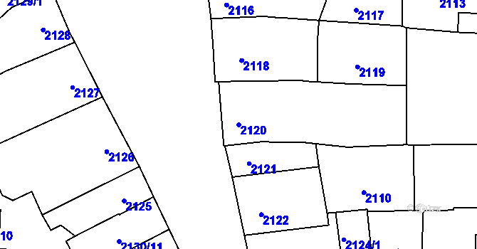 Parcela st. 2120 v KÚ Velké Pavlovice, Katastrální mapa