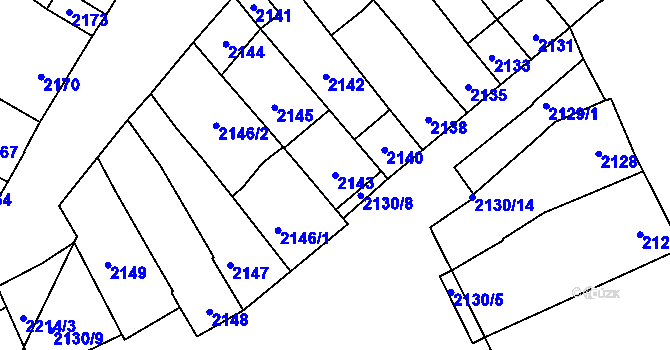 Parcela st. 2143 v KÚ Velké Pavlovice, Katastrální mapa
