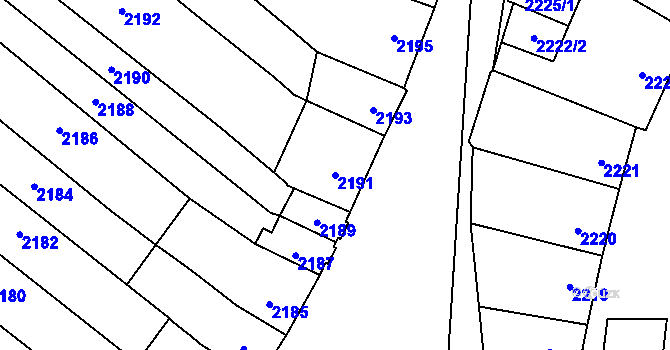 Parcela st. 2191 v KÚ Velké Pavlovice, Katastrální mapa