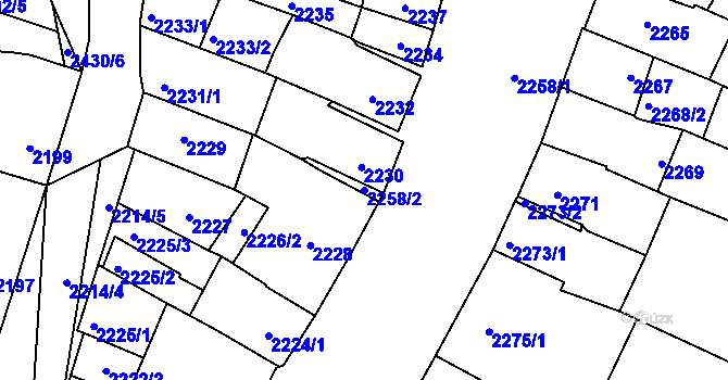 Parcela st. 2258/2 v KÚ Velké Pavlovice, Katastrální mapa