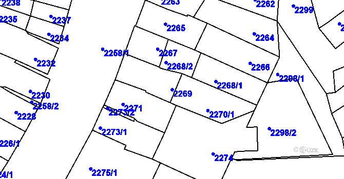 Parcela st. 2269 v KÚ Velké Pavlovice, Katastrální mapa