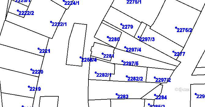 Parcela st. 2281 v KÚ Velké Pavlovice, Katastrální mapa