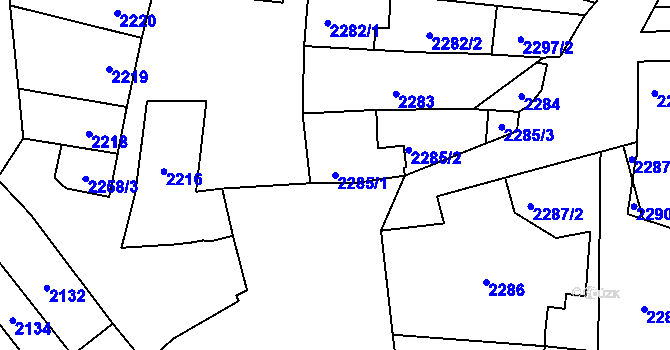 Parcela st. 2285/1 v KÚ Velké Pavlovice, Katastrální mapa