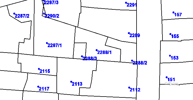 Parcela st. 2288/1 v KÚ Velké Pavlovice, Katastrální mapa