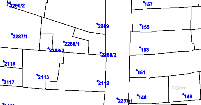 Parcela st. 2288/2 v KÚ Velké Pavlovice, Katastrální mapa