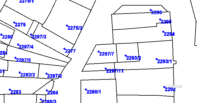 Parcela st. 2297/7 v KÚ Velké Pavlovice, Katastrální mapa