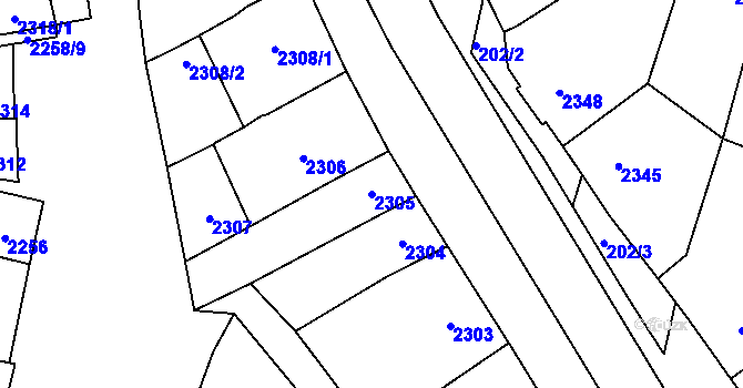 Parcela st. 2305 v KÚ Velké Pavlovice, Katastrální mapa