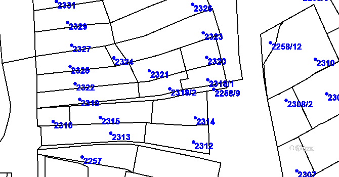 Parcela st. 2318/2 v KÚ Velké Pavlovice, Katastrální mapa