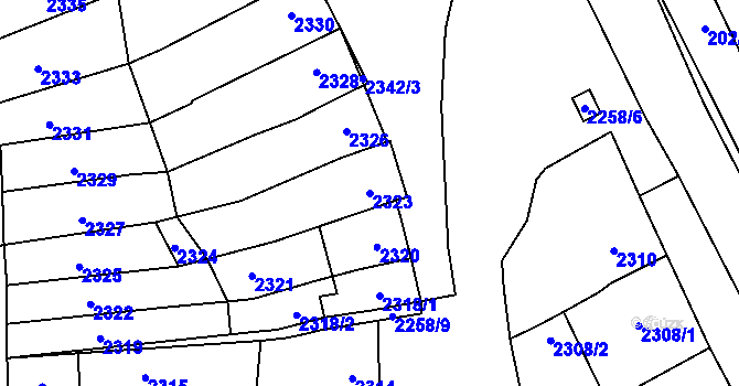 Parcela st. 2323 v KÚ Velké Pavlovice, Katastrální mapa