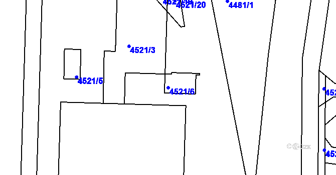 Parcela st. 4521/6 v KÚ Velké Pavlovice, Katastrální mapa