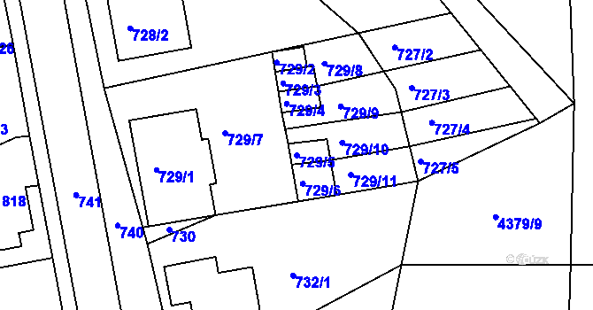 Parcela st. 729/5 v KÚ Velké Pavlovice, Katastrální mapa