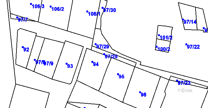 Parcela st. 97/25 v KÚ Velké Pavlovice, Katastrální mapa
