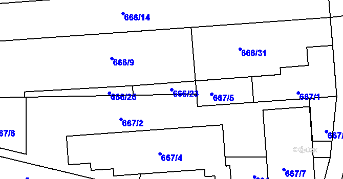 Parcela st. 666/23 v KÚ Velké Pavlovice, Katastrální mapa