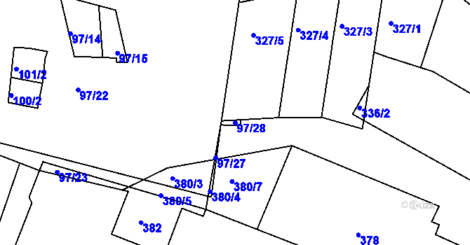 Parcela st. 97/28 v KÚ Velké Pavlovice, Katastrální mapa